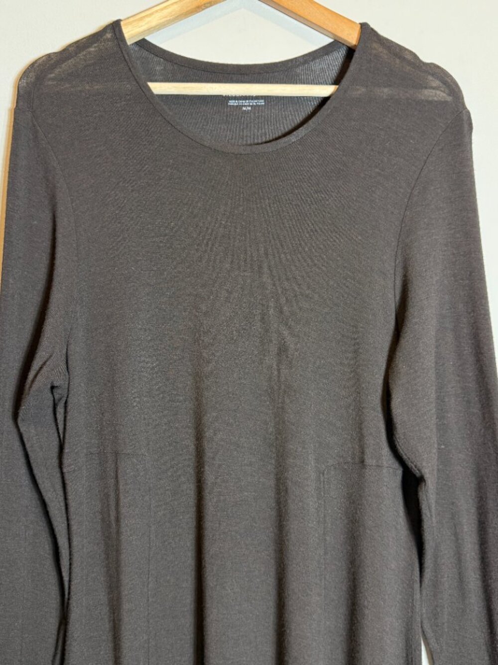 Eileen Fisher Viscose Jersey Long Sleeve Dress Women's Medium Brown Minimal NWOT - Picture 5 of 13